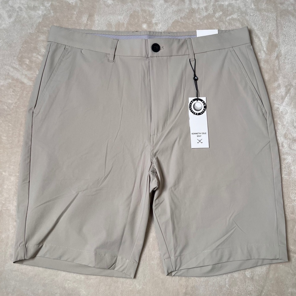 Kenneth Cole Golf Shorts Mens 34 Tan Performance 9" Inseam NWT Retail $68
